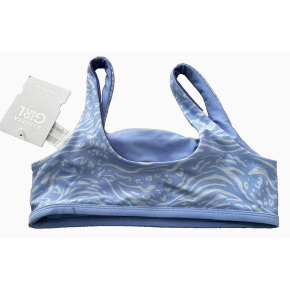 NWT Athleta Girl XL/14 Reversible Vitamin Sea Bikini Top Nina Animal Blue - Picture 2 of 7